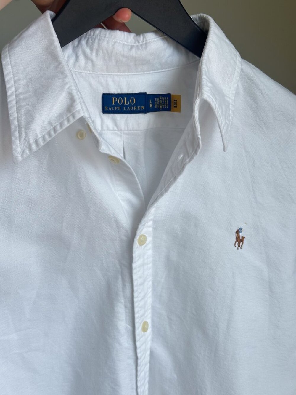 Polo Ralph Lauren Classic Fit Cotton Oxford Shirt in White | Size: Large - Picture 9 of 10